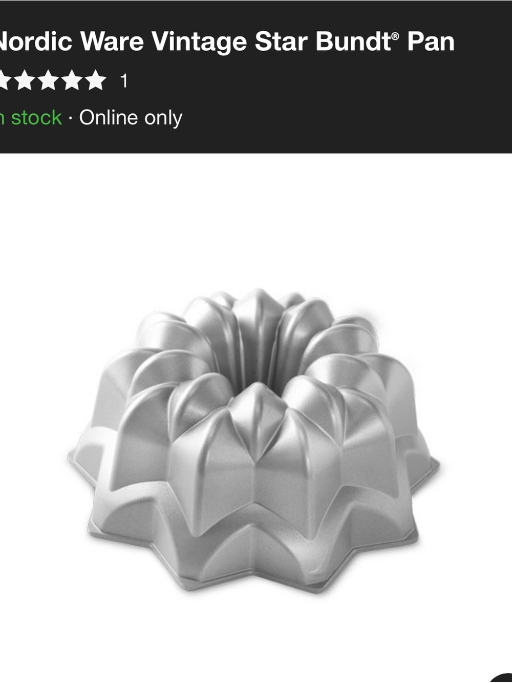 Nordic Ware Silver Starburst Bundt Pan
